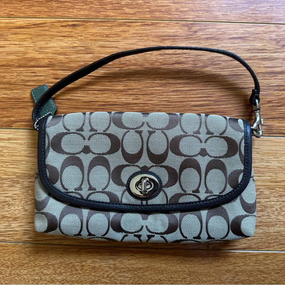 VINTAGE COACH C MONOGRAM CANVAS SMALL WRISTLET PURSE